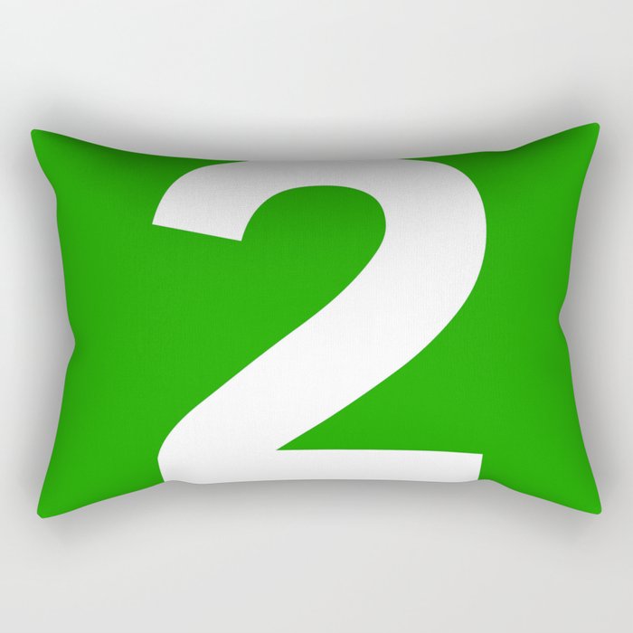 Number 2 (White & Green) Rectangular Pillow