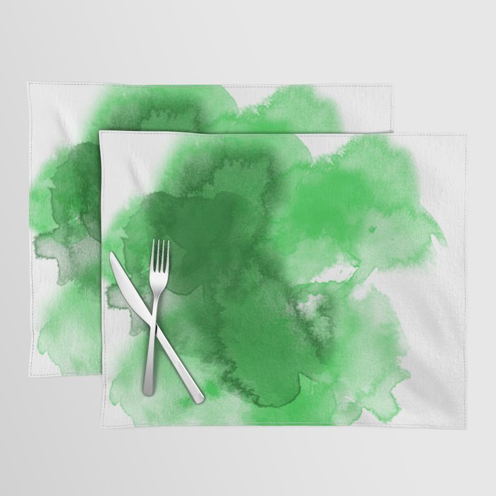 45     Green Neon Verde Abstract Watercolor 210922 Digital Minimal Art Ink Fluid Liquid   Placemat