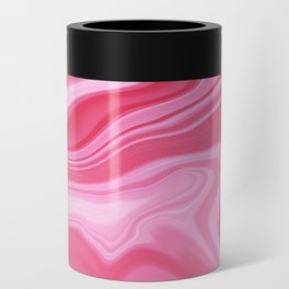 Rose Pink & White Liquid Marble Pattern Can Cooler