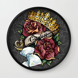 Rose and Diamonds Queen pattern Wall Clock