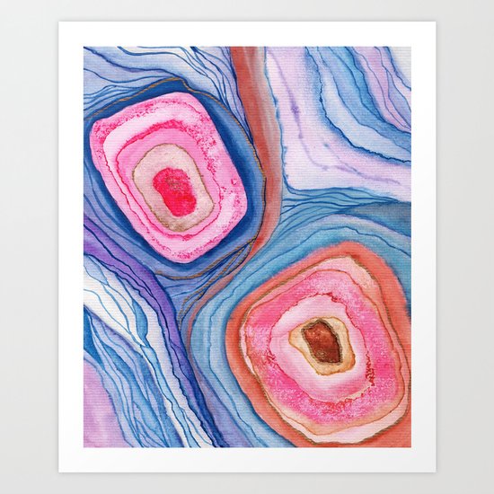 AGATE Inspired Watercolor Abstract 04 Art Print