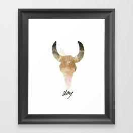 slay deer head in grey and rose gold Framed Art Print