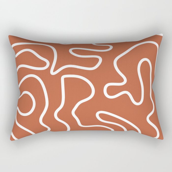 Squiggle Maze Minimalist Abstract Pattern in Clay Rust Terracotta Rectangular Pillow