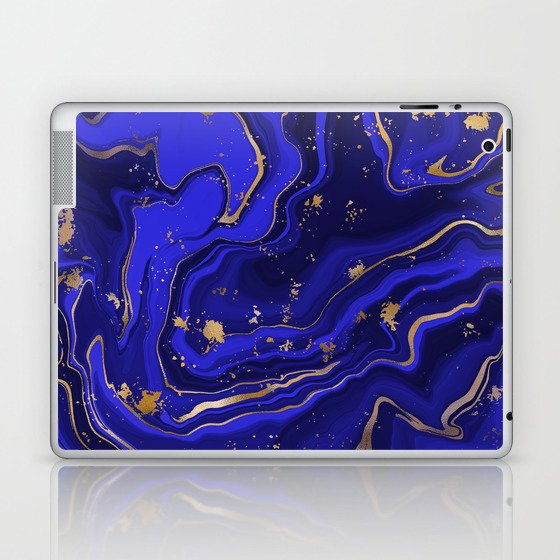 dark blue sky marble with gold veins foil shiny and beautiful Laptop & iPad Skin