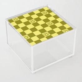 Yellow/Olive Color Smiley Face Checkerboard Acrylic Box