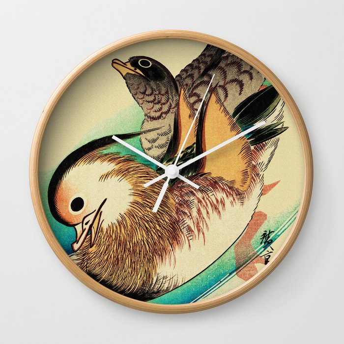 Mandarin Ducks - Vintage Japanese Art Wall Clock