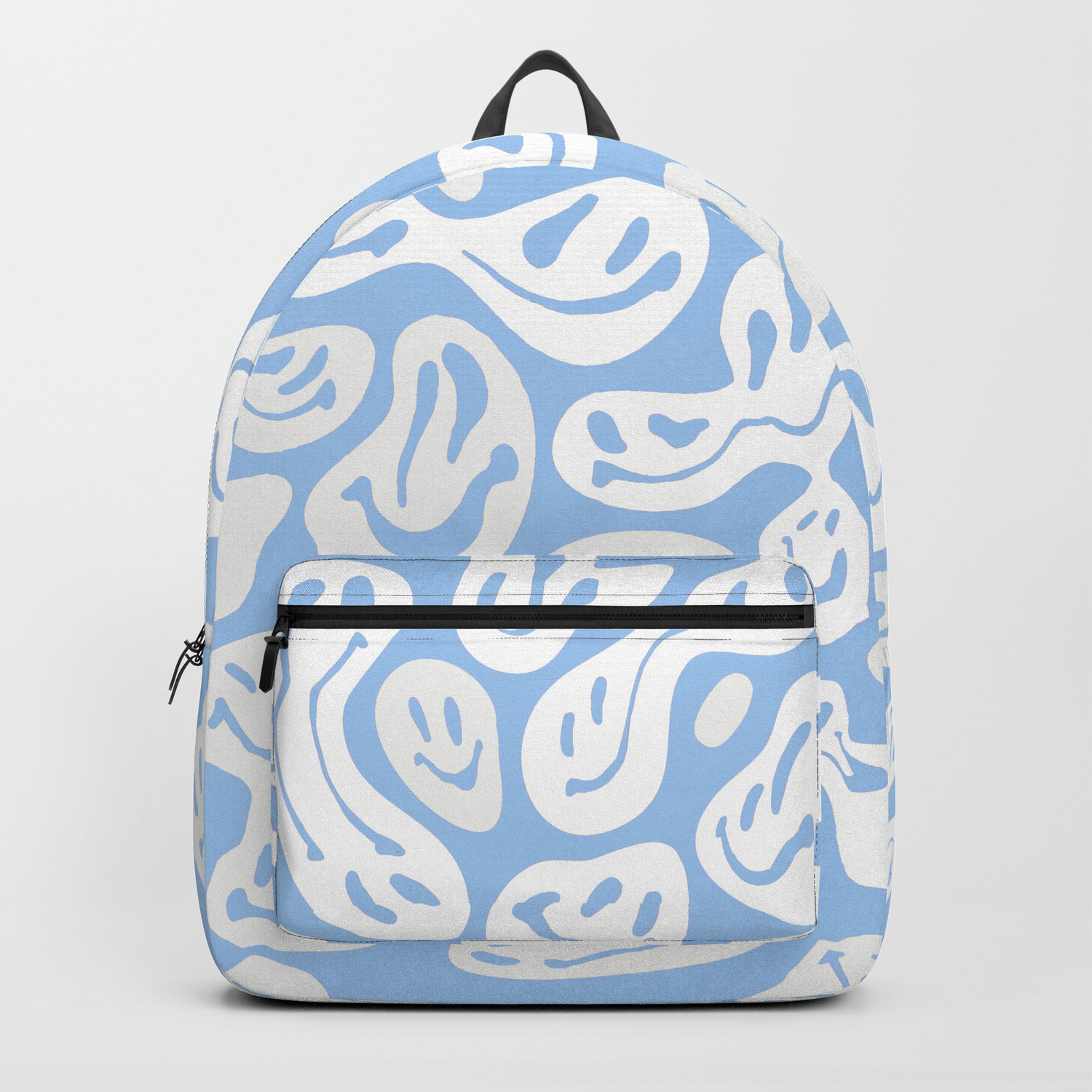 Pastel Blue Dripping Smiley Backpack by artbylamia | Society6