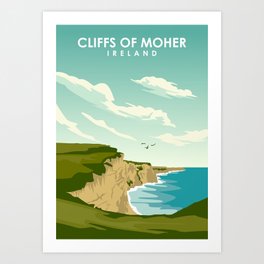 Cliffs Of Moher Ireland Travel Poster Art Print