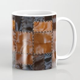  Cowhide leather abstract vintage cow skin check patches Coffee Mug