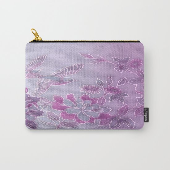 Vintage Birds And Flowers – Lavender and Purple Carry-All Pouch