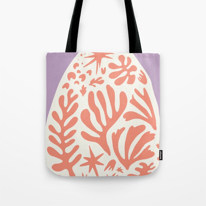 Matisse Inspired Organic Coral Shapes \\ Lilac & Peachy  Tote Bag