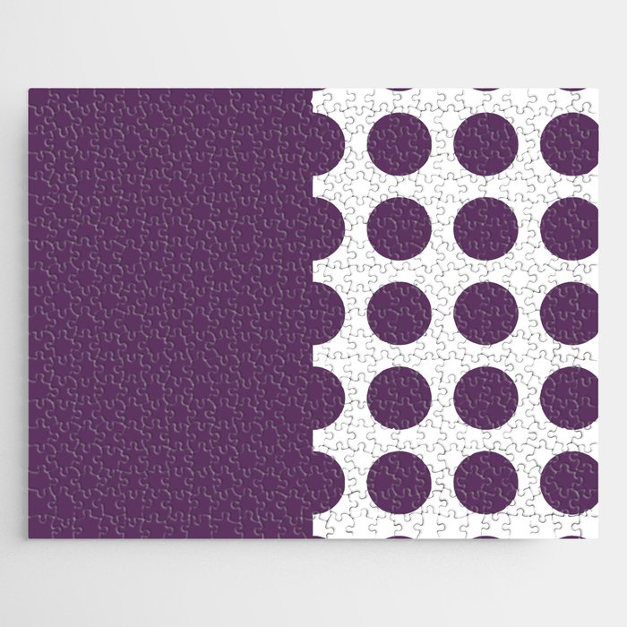 Elegant Dots Polka Dots Circles Spots Purple Violet White Jigsaw Puzzle