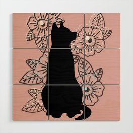 Cute Floral Cat  Wood Wall Art