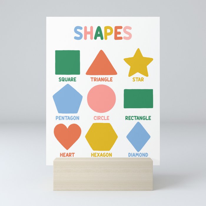 Shapes Poster - Colorful Geometry Education Nursery Prints Mini Art Print