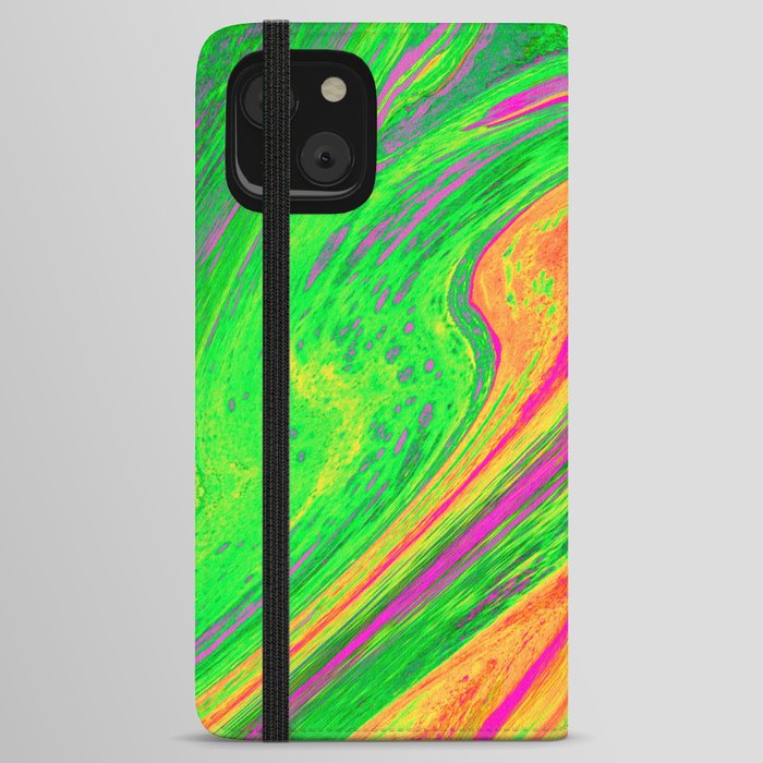 Neon Liquid Flow iPhone Wallet Case