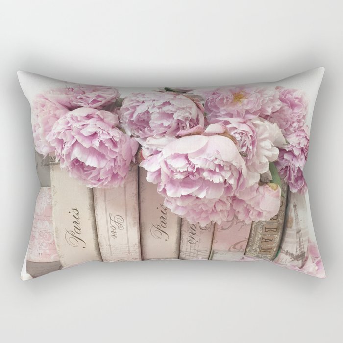 Shabby Chic Pink Peonies Paris Books Wall Art Print Home Decor