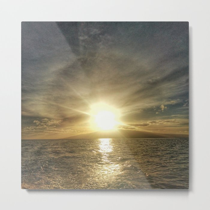 Sunset on Maui by boat Metal Print
