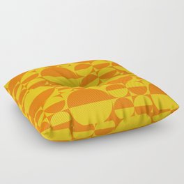 Retro 70s Style Geometric half Circle Design 824 Yellow and Orange Floor Pillow