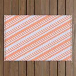 [ Thumbnail: Light Salmon and Lavender Colored Lined/Striped Pattern Outdoor Rug ]