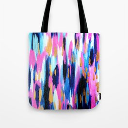 Spring Golden - Pink and Navy Abstract Tote Bag