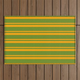[ Thumbnail: Green & Orange Colored Lined/Striped Pattern Outdoor Rug ]