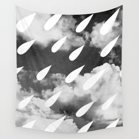 Storm Clouds + Droplets Wall Tapestry