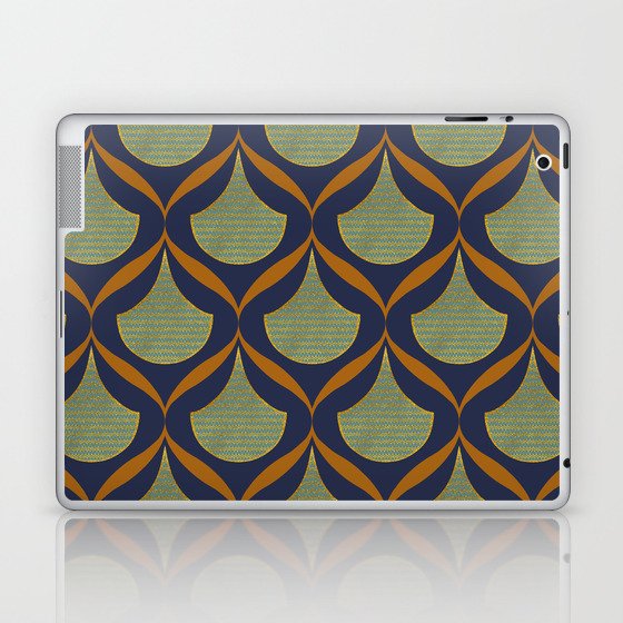 Moroccan Ogee Pattern Gold Filigree Orange Ribbon 1.1 Laptop & iPad Skin