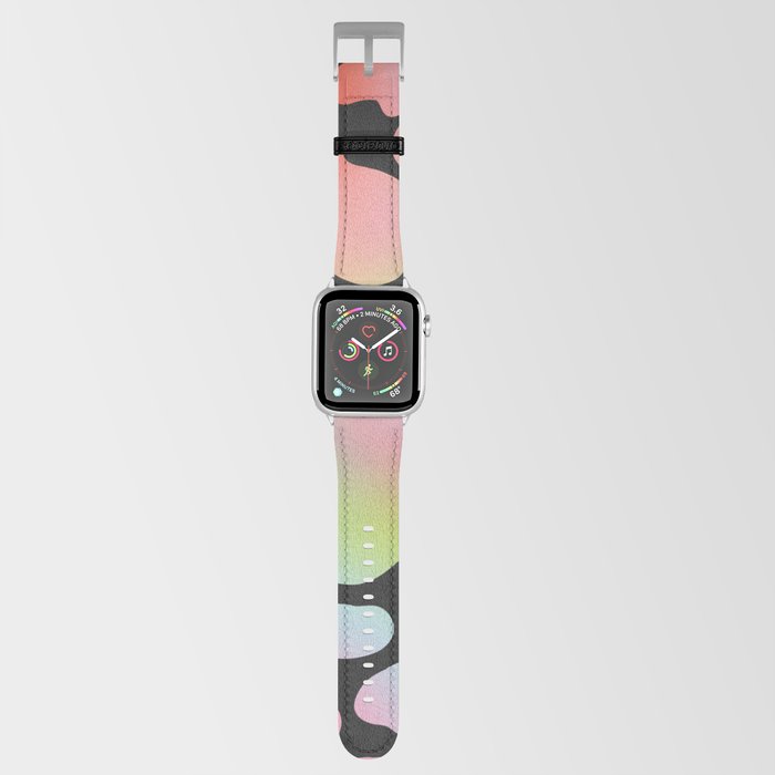 Cute Colorful Cow Spots Pattern \\ Multicolor Gradient & Dark Charcoal Background Apple Watch Band