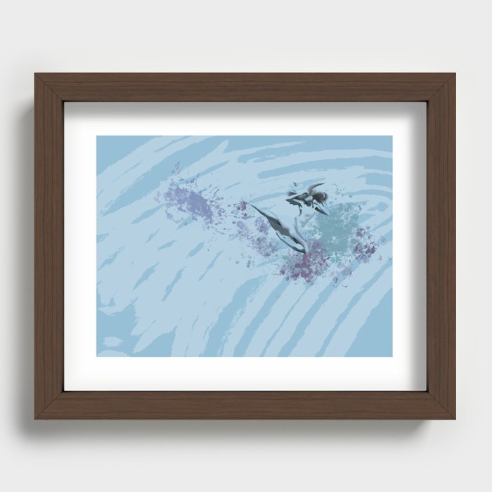 Fighter (Light, verde acqua, viola) Recessed Framed Print