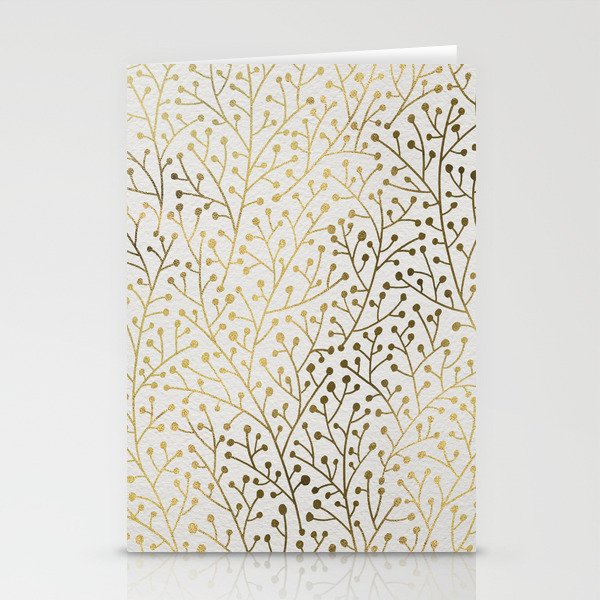 Gold Berry Branches Stationery Cards