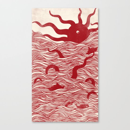 Octopus The Rising Sun Canvas Print