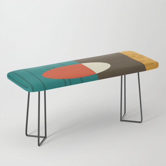 Mid Century Modern Abstract Vinyl Colorful Bench