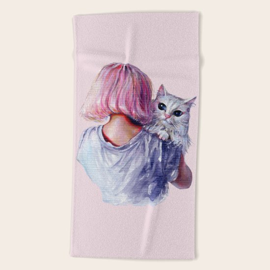 Pink Cuddles Beach Towel