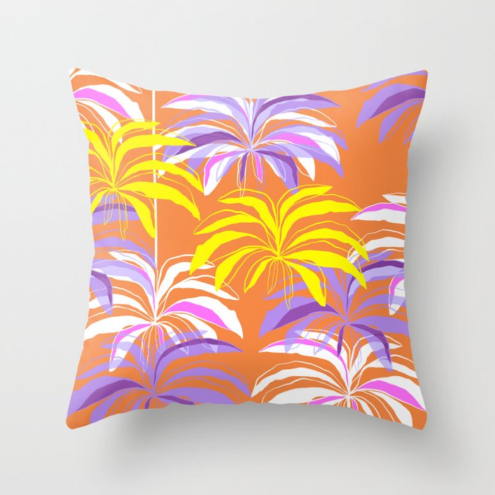 Palm Springs Palm Paradise - Orange & Purple Throw Pillow