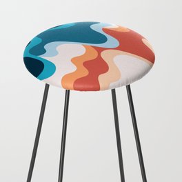 Waves Rippling and Cascading At The Beach Abstract Nature Art In Modern Contemporary Color Palette Counter Stool