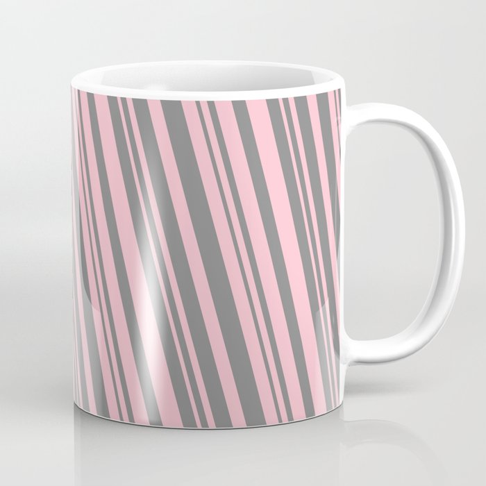 Pink and Grey Colored Striped Pattern Coffee Mug