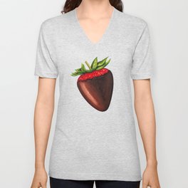 Chocolate Strawberry - Pink V Neck T Shirt
