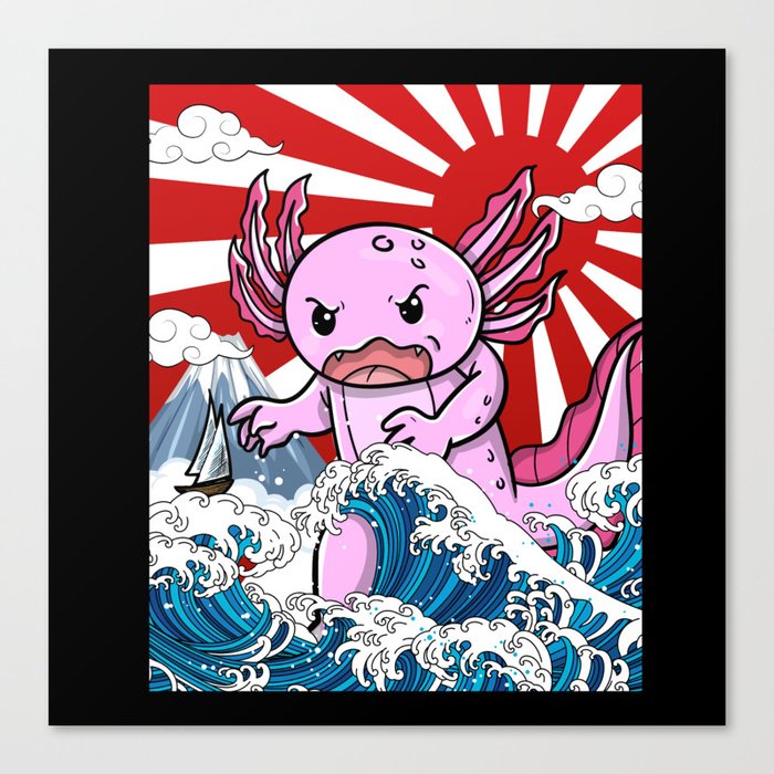 Japanese Kaiju Axolotl Anime Manga kawaii otaku Canvas Print