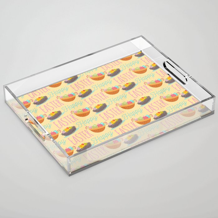 Colorful Pastel Easter Egg Pattern Acrylic Tray