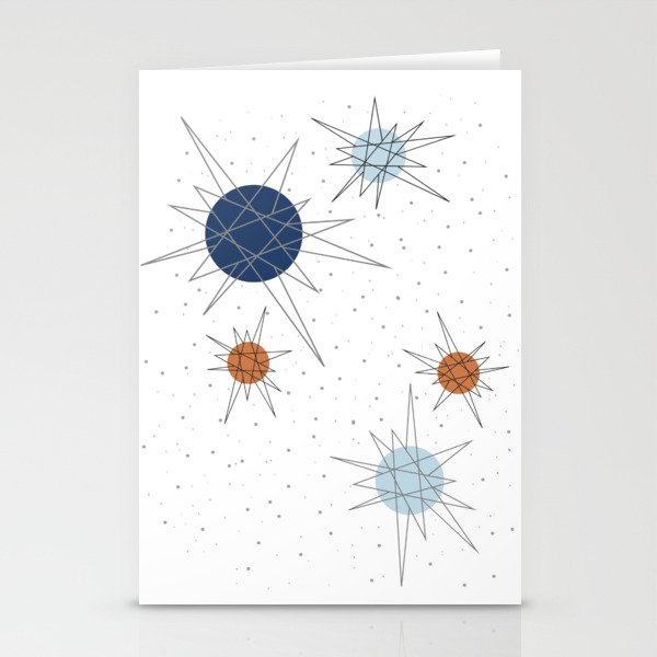 Atomic Stars Blue & Orange Stationery Cards