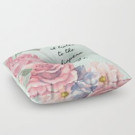 Sea Green and Pink Roses I Listen to the Whispers Embodiment Affirmation Floor Pillow