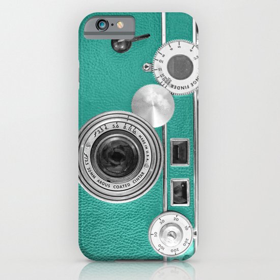 Teal retro vintage phone iPhone & iPod Case