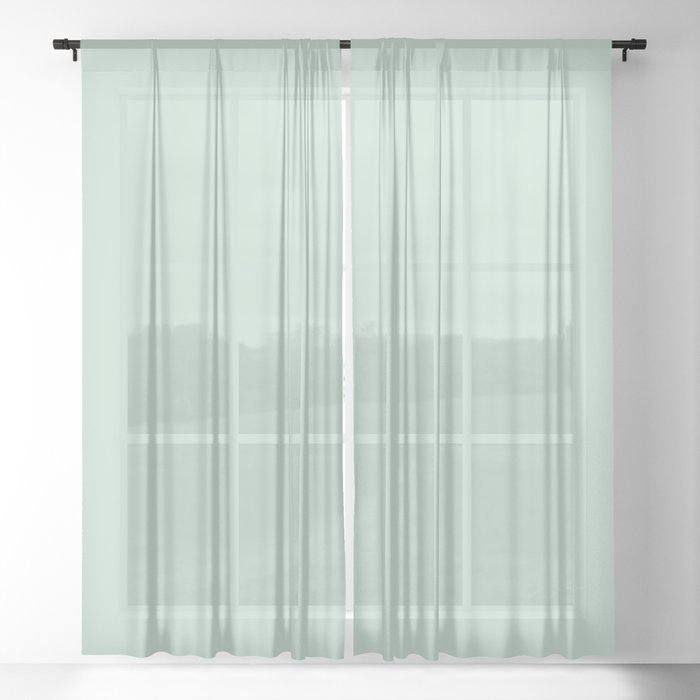 Light Aqua Green Gray Solid Color Pantone Dusty Aqua 12-5506 TCX Shades of Blue-green Hues Sheer Curtain