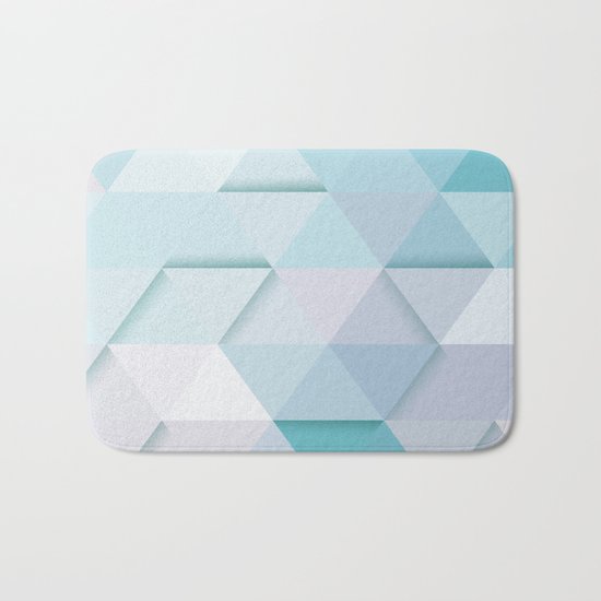 Pale Mint Blue Triangles Bath Mat