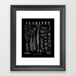 Clarinet Vintage Patent Clarinetist Drawing Print Framed Art Print
