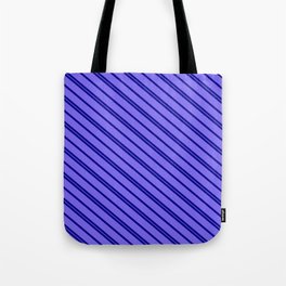 [ Thumbnail: Dark Blue & Medium Slate Blue Colored Lines/Stripes Pattern Tote Bag ]