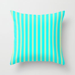 [ Thumbnail: Aqua and Pale Goldenrod Colored Lined Pattern Throw Pillow ]