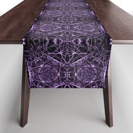 Liquid Light Series 33 ~ Purple Abstract Fractal Pattern Table Runner
