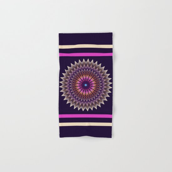 Groovy starry mandala with tribal patterns Hand & Bath Towel