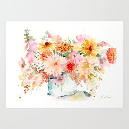 Vibrant Dahlia Bouquet Art Print